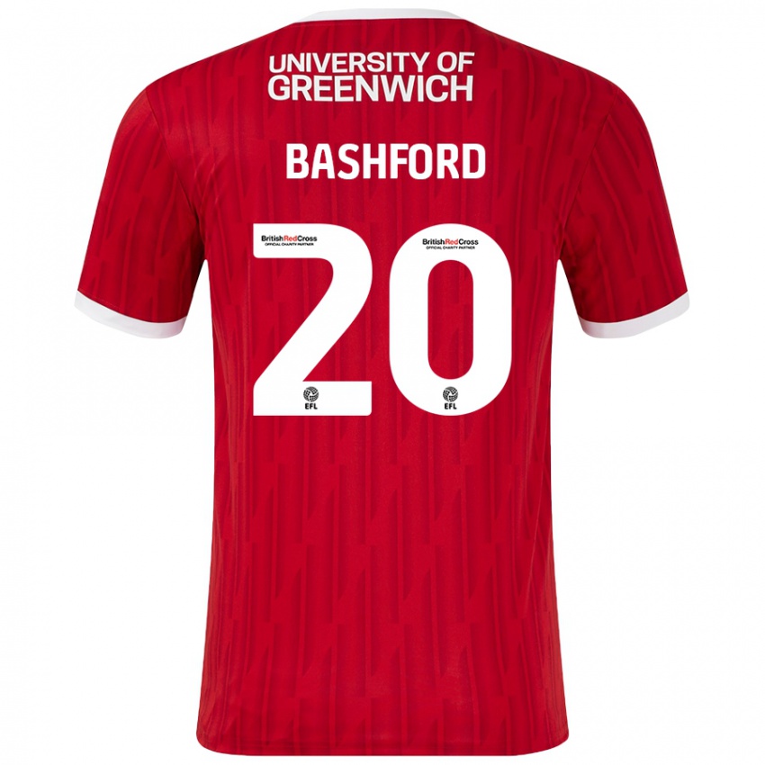 Bambino Maglia Mary Bashford #20 Rosso Bianco Kit Gara Home 2024/25 Maglietta