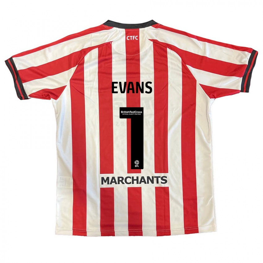 Bambino Maglia Owen Evans #1 Rosso Bianco Kit Gara Home 2024/25 Maglietta