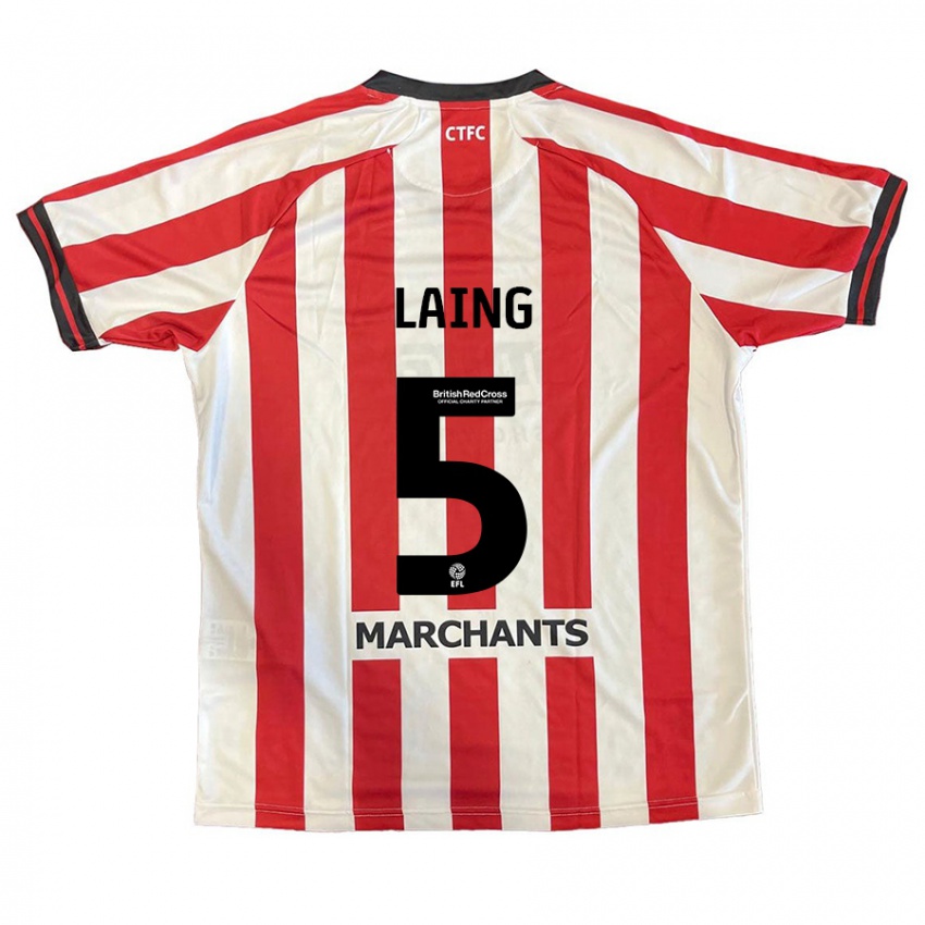 Bambino Maglia Levi Laing #5 Rosso Bianco Kit Gara Home 2024/25 Maglietta