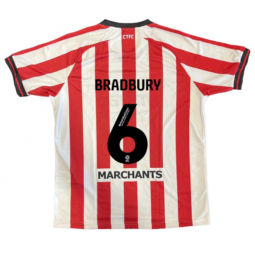 Bambino Maglia Tom Bradbury #6 Rosso Bianco Kit Gara Home 2024/25 Maglietta