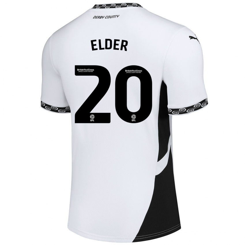 Bambino Maglia Callum Elder #20 Bianco Nero Kit Gara Home 2024/25 Maglietta