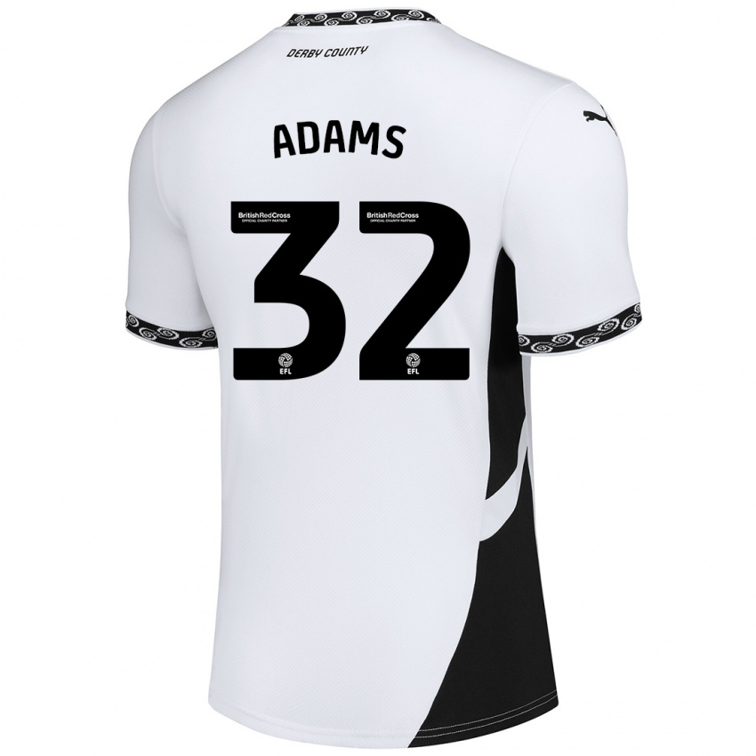 Bambino Maglia Ebou Adams #32 Bianco Nero Kit Gara Home 2024/25 Maglietta