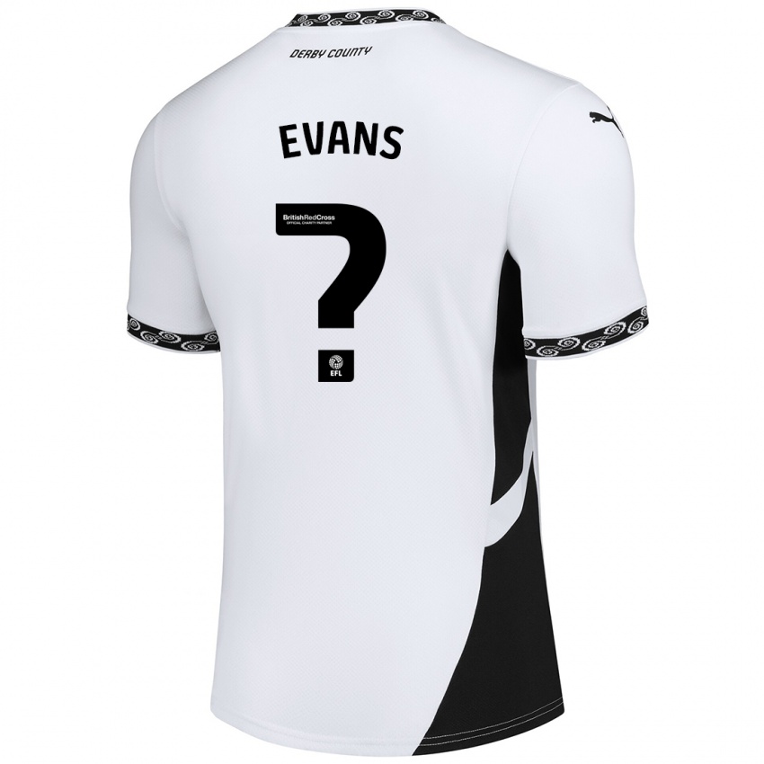 Bambino Maglia Harry Evans #0 Bianco Nero Kit Gara Home 2024/25 Maglietta