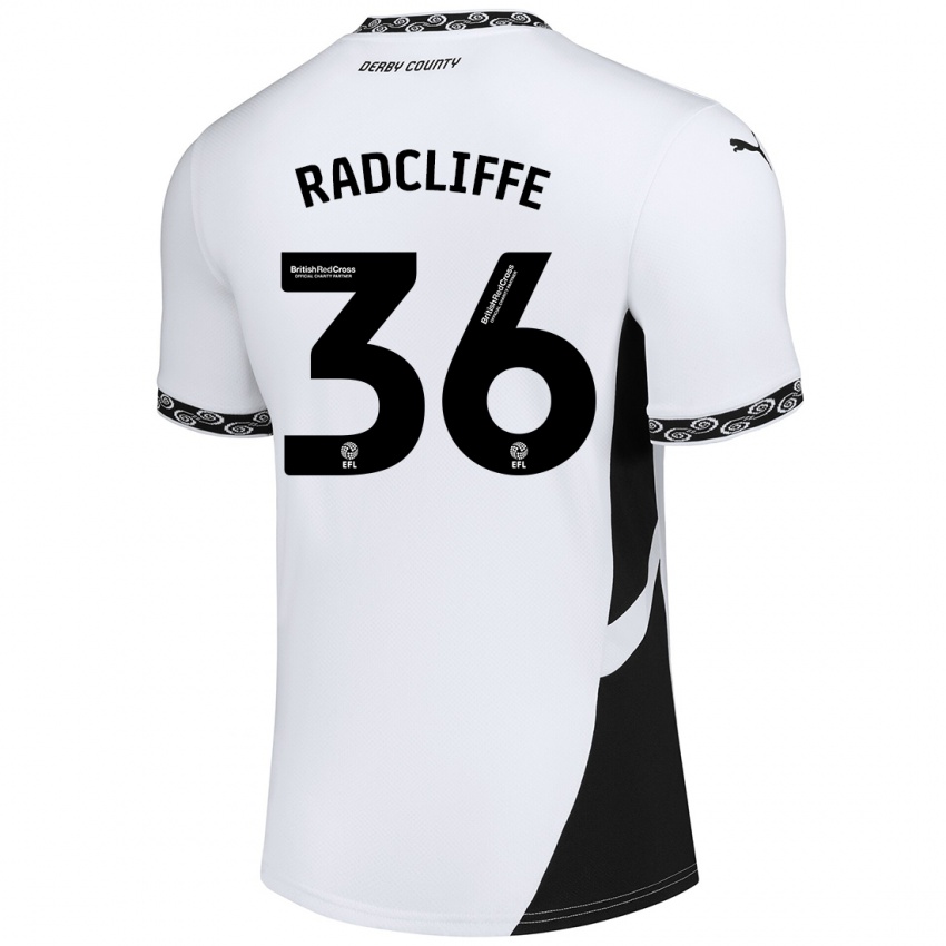 Bambino Maglia Ben Radcliffe #36 Bianco Nero Kit Gara Home 2024/25 Maglietta