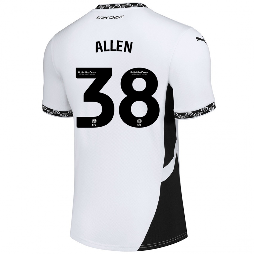 Bambino Maglia Cruz Allen #38 Bianco Nero Kit Gara Home 2024/25 Maglietta