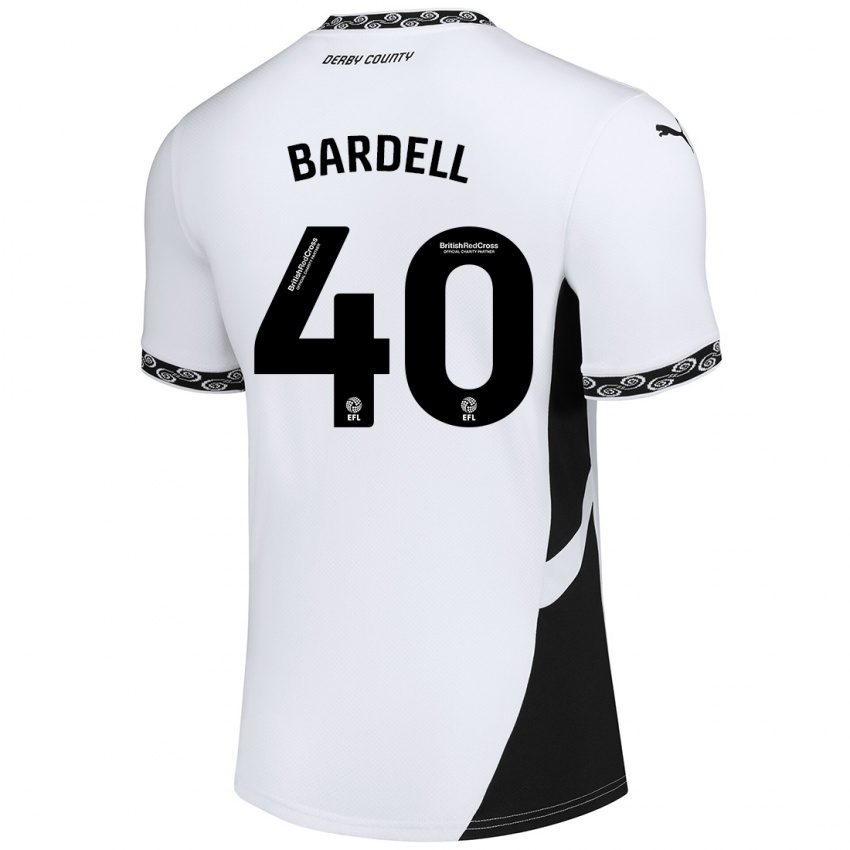 Bambino Maglia Max Bardell #40 Bianco Nero Kit Gara Home 2024/25 Maglietta