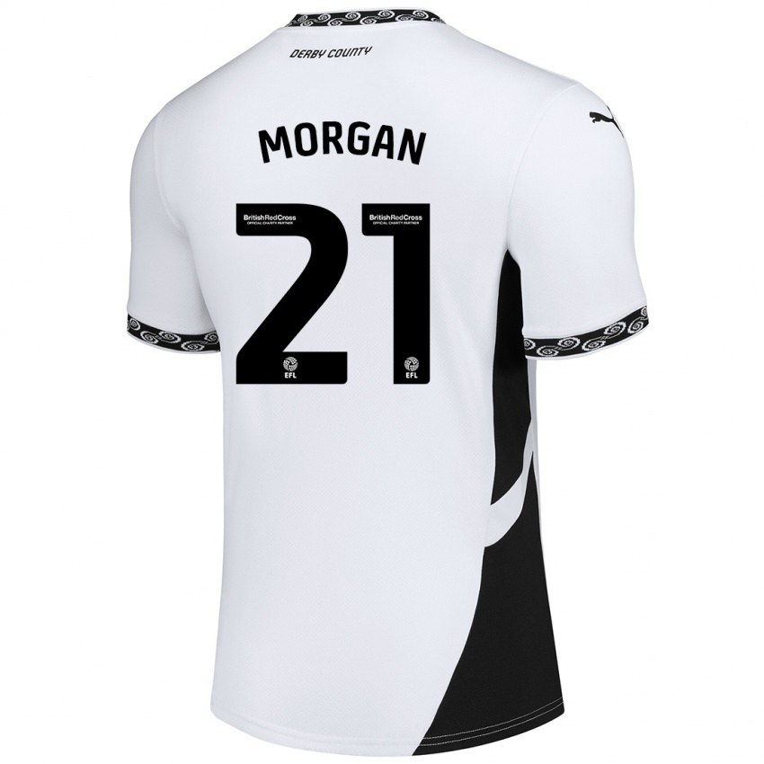 Bambino Maglia Sarah Morgan #21 Bianco Nero Kit Gara Home 2024/25 Maglietta