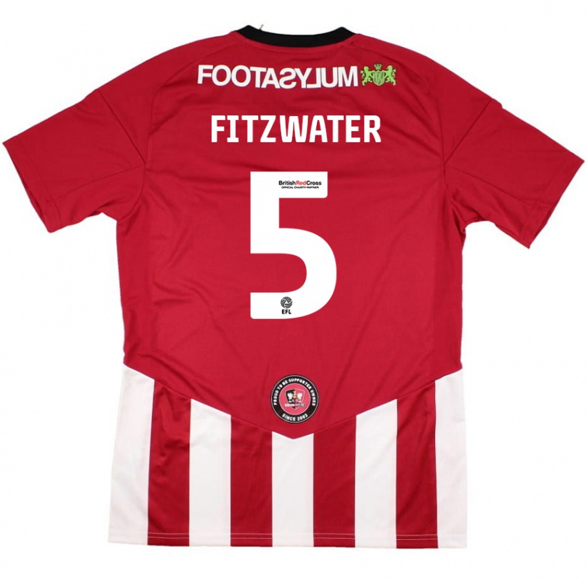 Bambino Maglia Jack Fitzwater #5 Rosso Bianco Kit Gara Home 2024/25 Maglietta