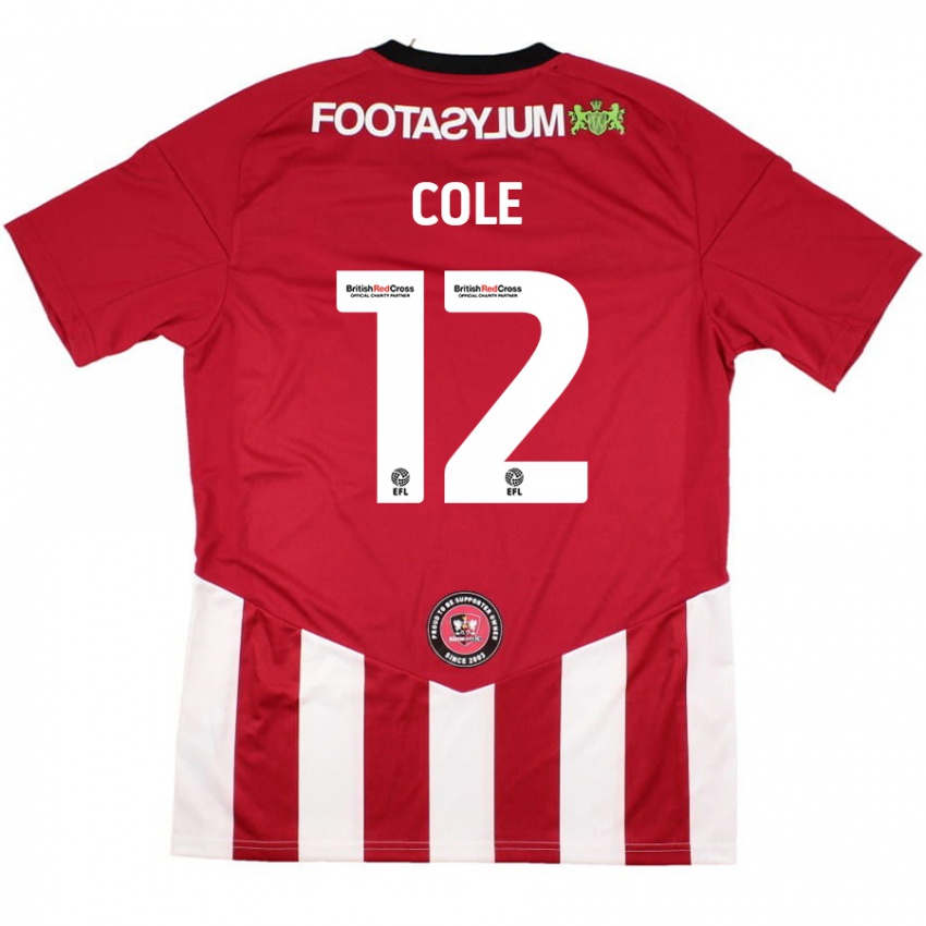 Bambino Maglia Reece Cole #12 Rosso Bianco Kit Gara Home 2024/25 Maglietta