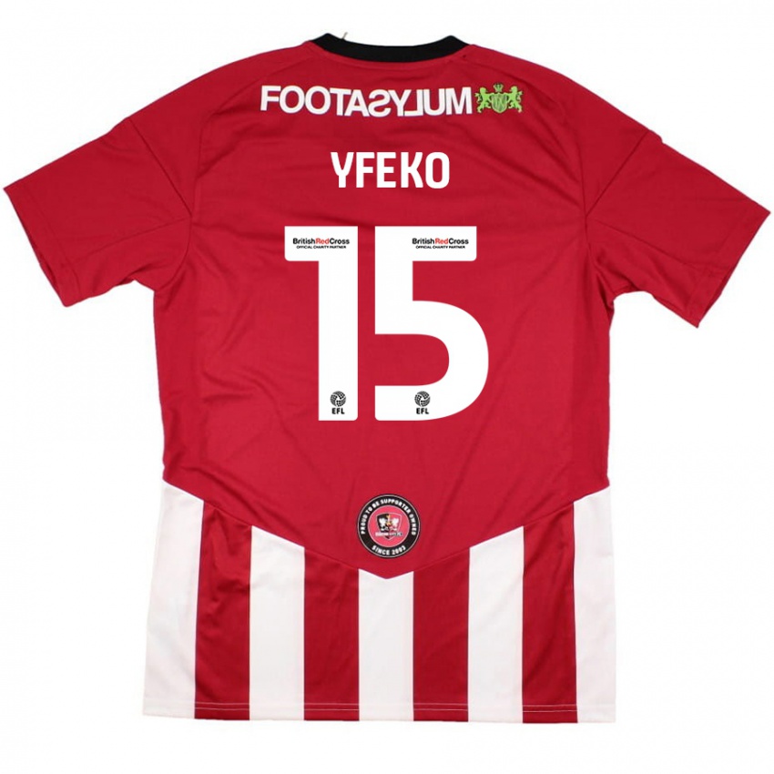 Bambino Maglia Johnly Yfeko #15 Rosso Bianco Kit Gara Home 2024/25 Maglietta