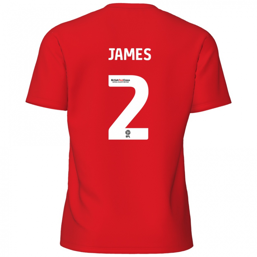 Bambino Maglia Tom James #2 Rosso Kit Gara Home 2024/25 Maglietta