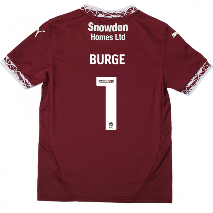 Bambino Maglia Lee Burge #1 Borgogna Kit Gara Home 2024/25 Maglietta