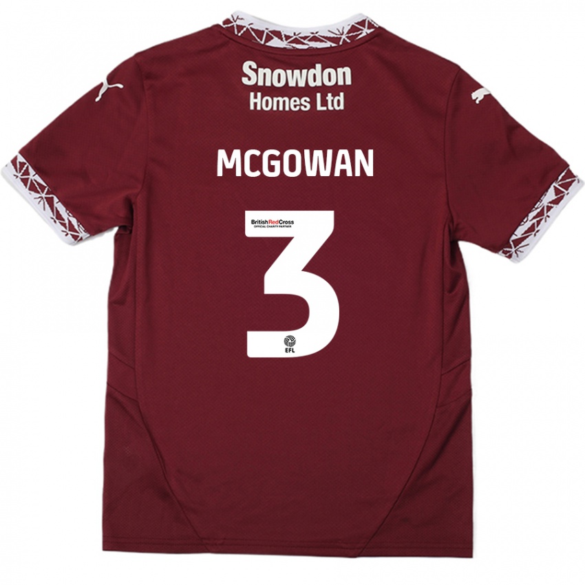 Bambino Maglia Aaron Mcgowan #3 Borgogna Kit Gara Home 2024/25 Maglietta