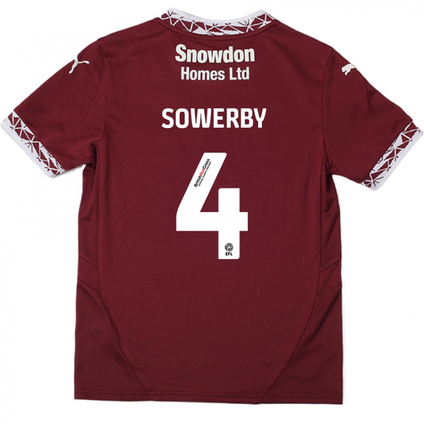 Bambino Maglia Jack Sowerby #4 Borgogna Kit Gara Home 2024/25 Maglietta