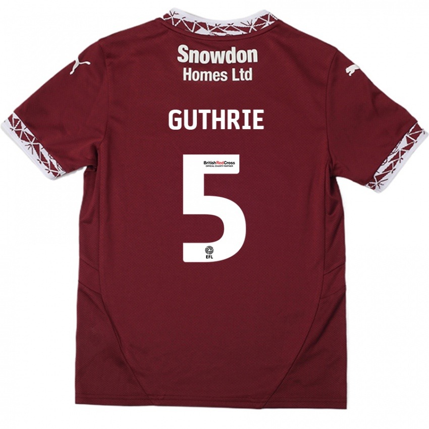 Bambino Maglia Jon Guthrie #5 Borgogna Kit Gara Home 2024/25 Maglietta