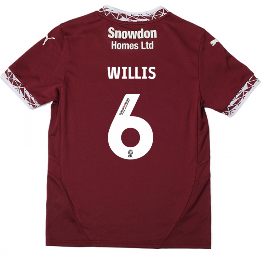 Bambino Maglia Jordan Willis #6 Borgogna Kit Gara Home 2024/25 Maglietta