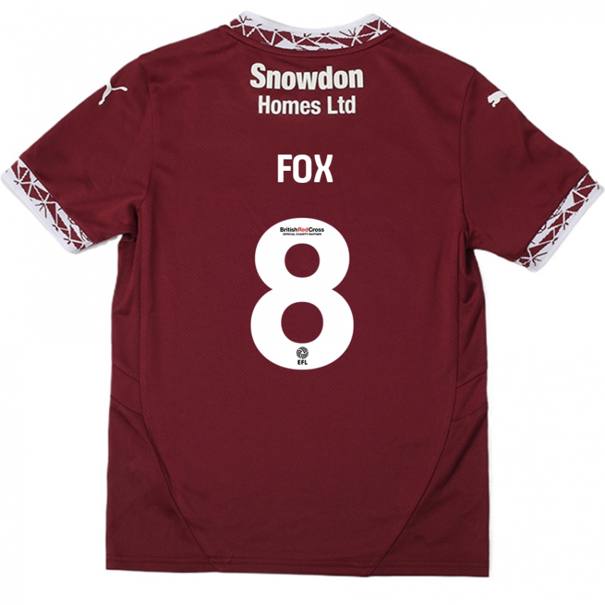 Bambino Maglia Ben Fox #8 Borgogna Kit Gara Home 2024/25 Maglietta