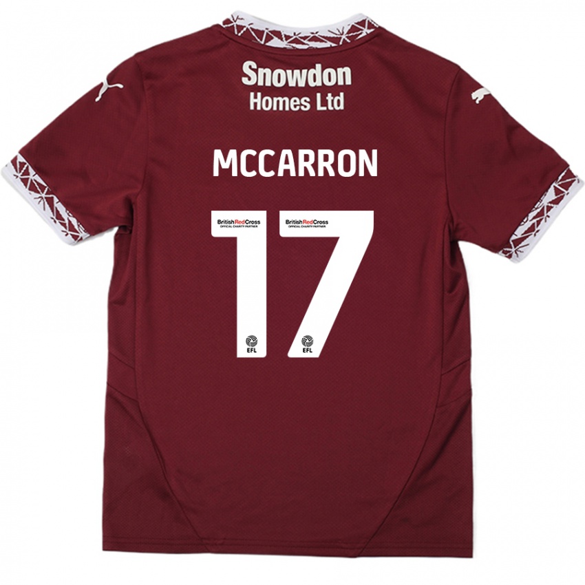 Bambino Maglia Liam Mccarron #17 Borgogna Kit Gara Home 2024/25 Maglietta