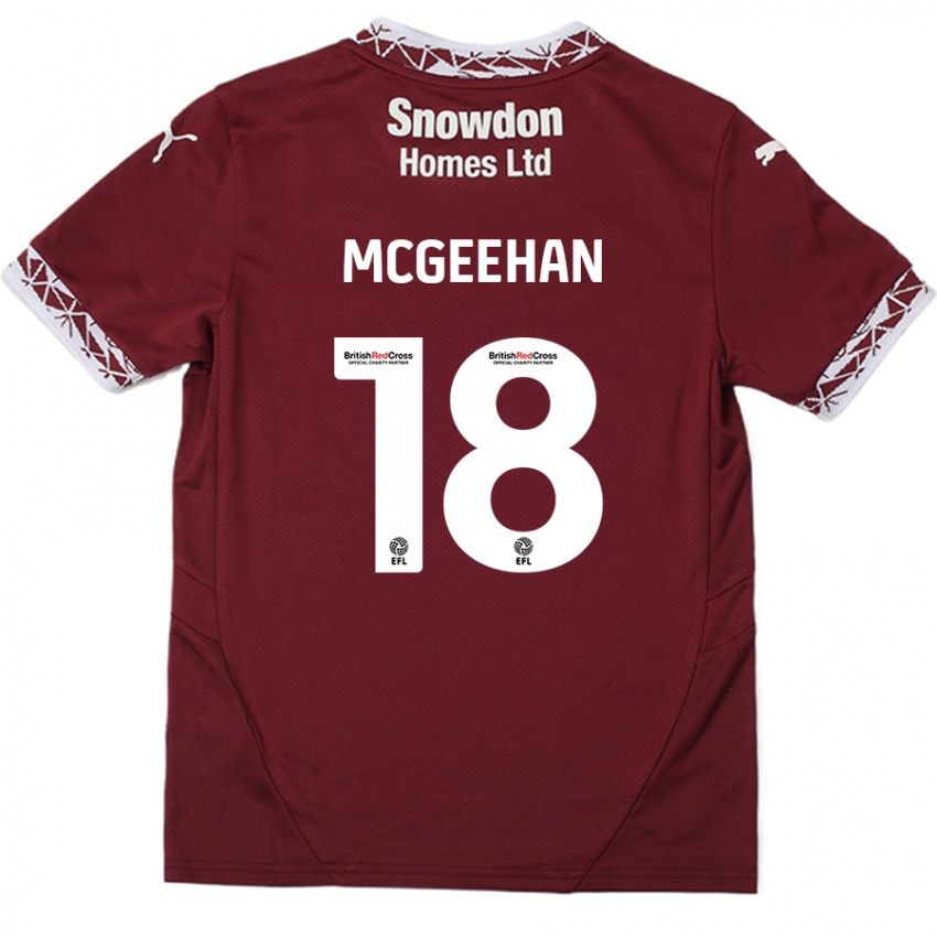 Bambino Maglia Cameron Mcgeehan #18 Borgogna Kit Gara Home 2024/25 Maglietta