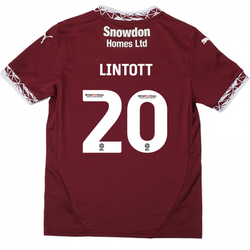 Bambino Maglia Harvey Lintott #20 Borgogna Kit Gara Home 2024/25 Maglietta