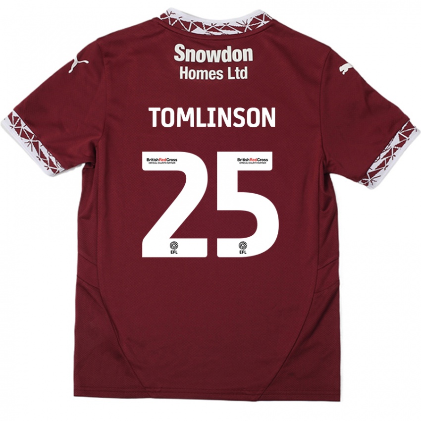 Bambino Maglia Josh Tomlinson #25 Borgogna Kit Gara Home 2024/25 Maglietta