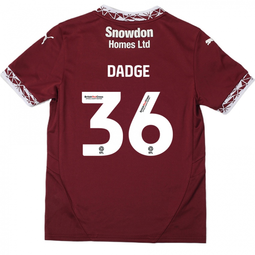 Bambino Maglia James Dadge #36 Borgogna Kit Gara Home 2024/25 Maglietta