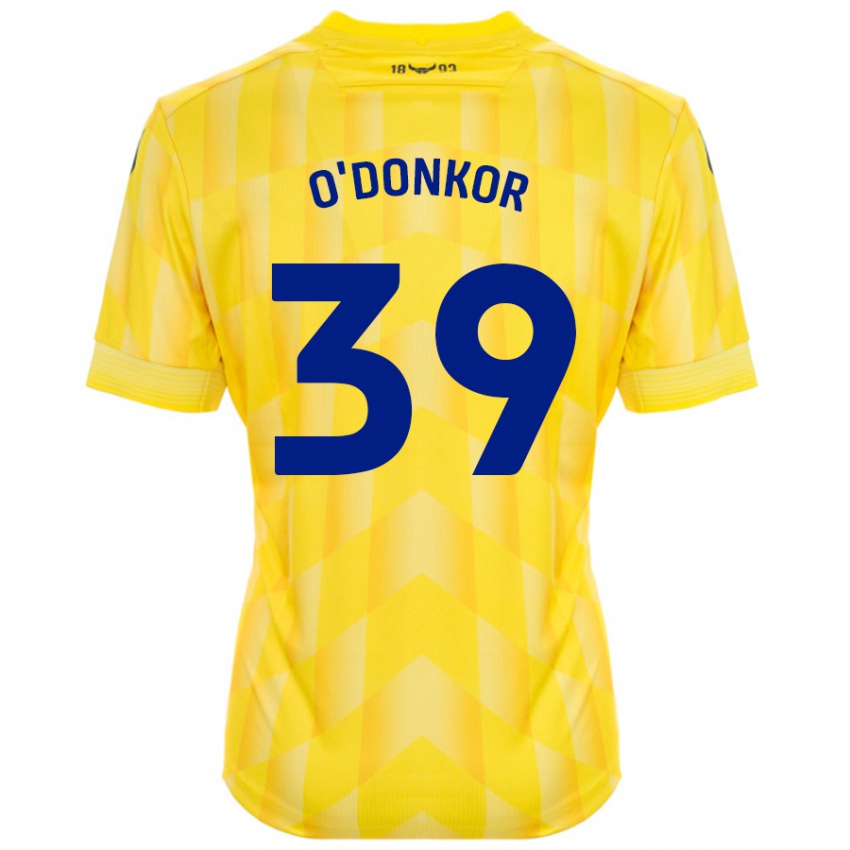 Bambino Maglia Gatlin O'donkor #39 Giallo Kit Gara Home 2024/25 Maglietta