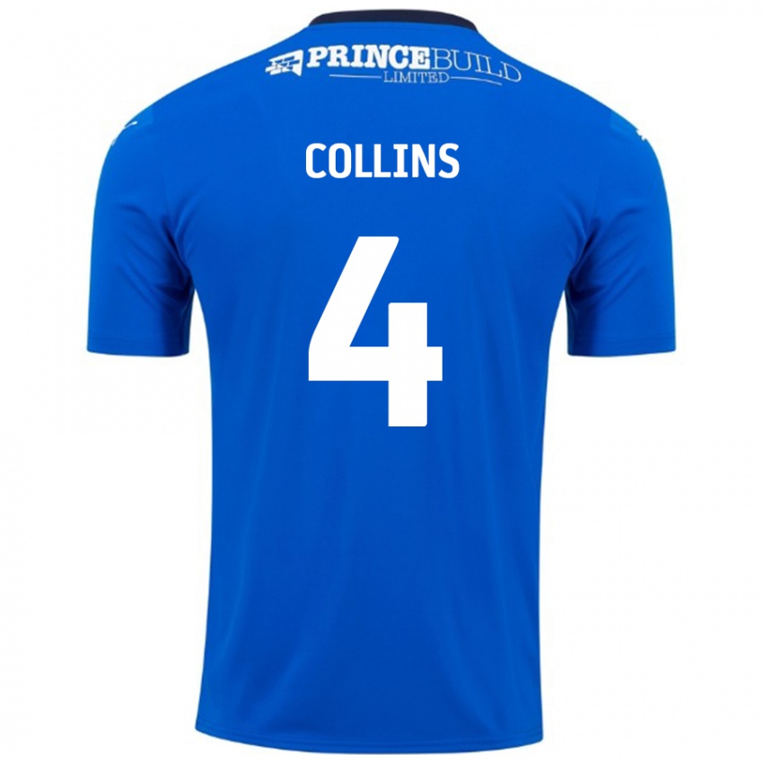 Bambino Maglia Archie Collins #4 Blu Bianco Kit Gara Home 2024/25 Maglietta