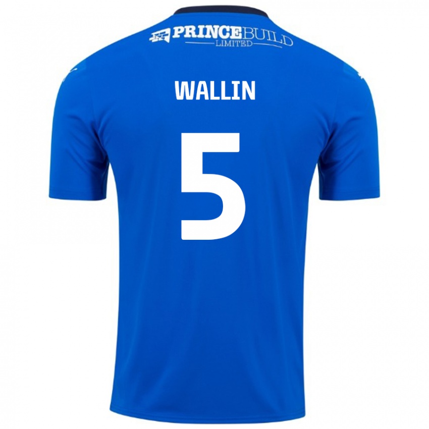 Bambino Maglia Oscar Wallin #5 Blu Bianco Kit Gara Home 2024/25 Maglietta