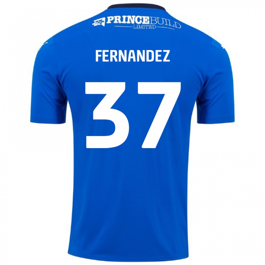 Bambino Maglia Emmanuel Fernandez #37 Blu Bianco Kit Gara Home 2024/25 Maglietta