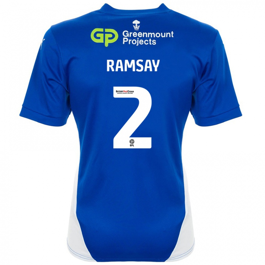 Bambino Maglia Calvin Ramsay #2 Blu Bianco Kit Gara Home 2024/25 Maglietta