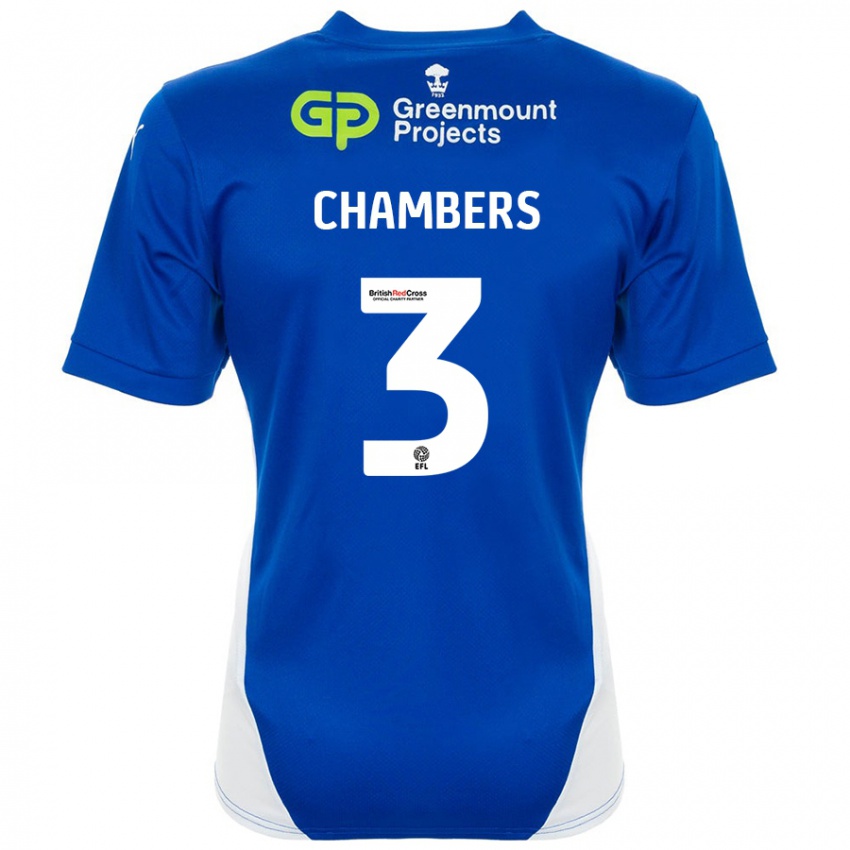 Bambino Maglia Luke Chambers #3 Blu Bianco Kit Gara Home 2024/25 Maglietta