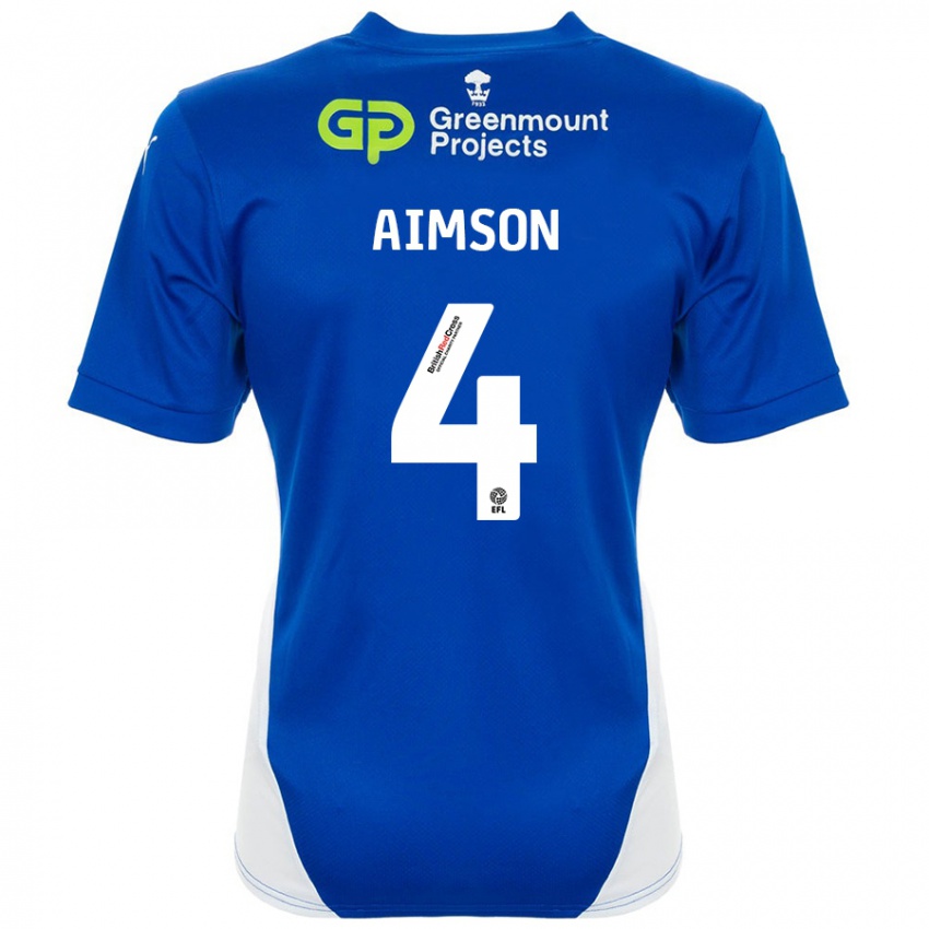 Bambino Maglia Will Aimson #4 Blu Bianco Kit Gara Home 2024/25 Maglietta