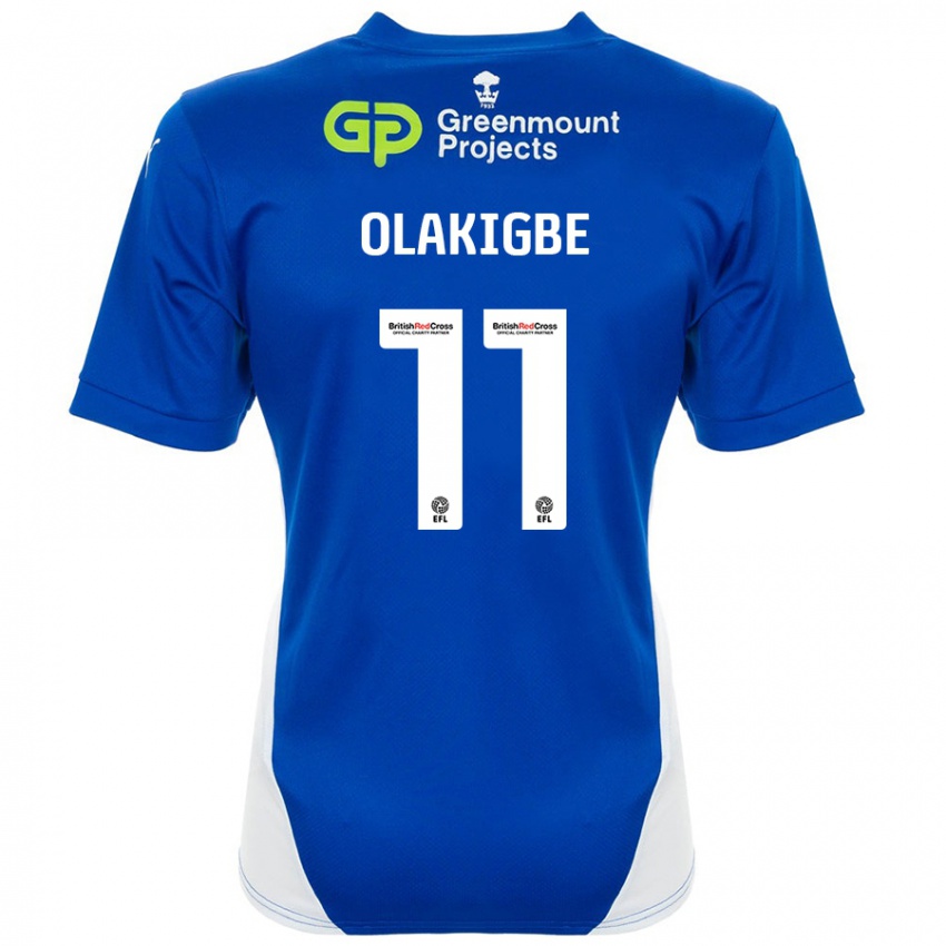 Bambino Maglia Michael Olakigbe #11 Blu Bianco Kit Gara Home 2024/25 Maglietta