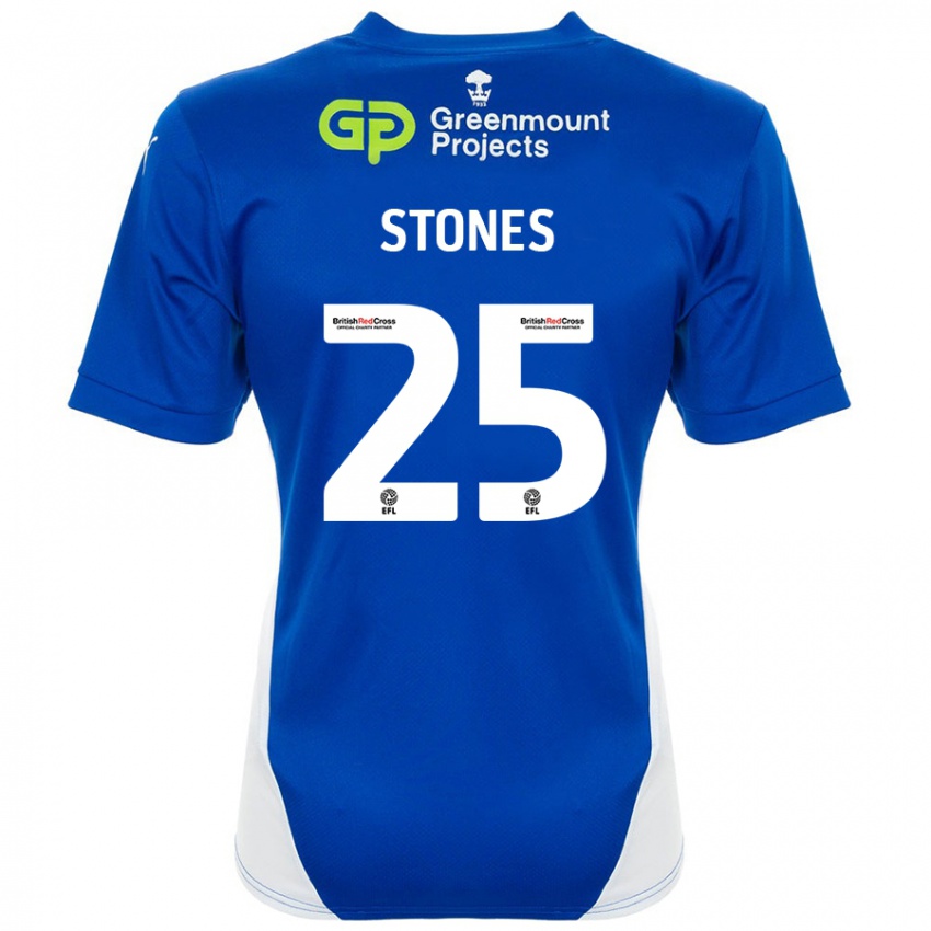 Bambino Maglia Josh Stones #25 Blu Bianco Kit Gara Home 2024/25 Maglietta