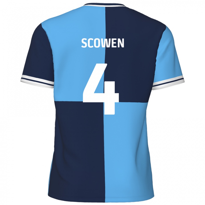 Bambino Maglia Josh Scowen #4 Azzurro Blu Scuro Kit Gara Home 2024/25 Maglietta