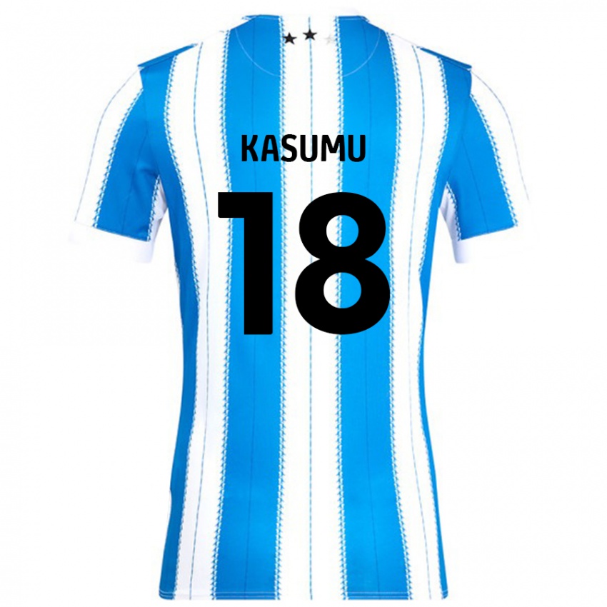 Bambino Maglia David Kasumu #18 Blu Bianco Kit Gara Home 2024/25 Maglietta