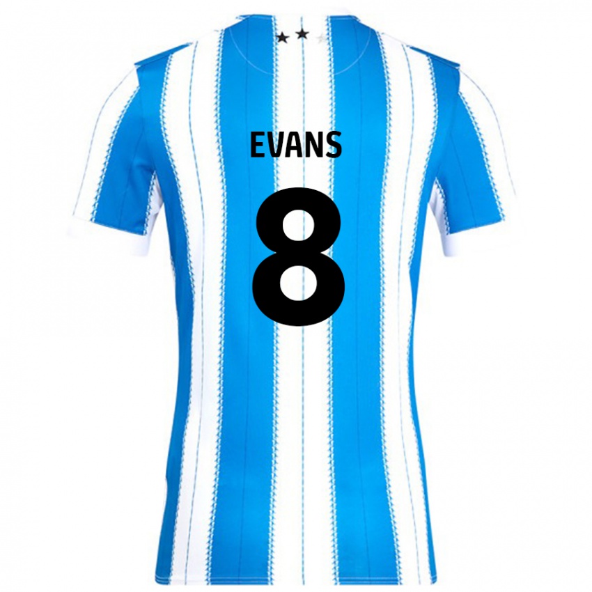 Bambino Maglia Charley Evans #8 Blu Bianco Kit Gara Home 2024/25 Maglietta