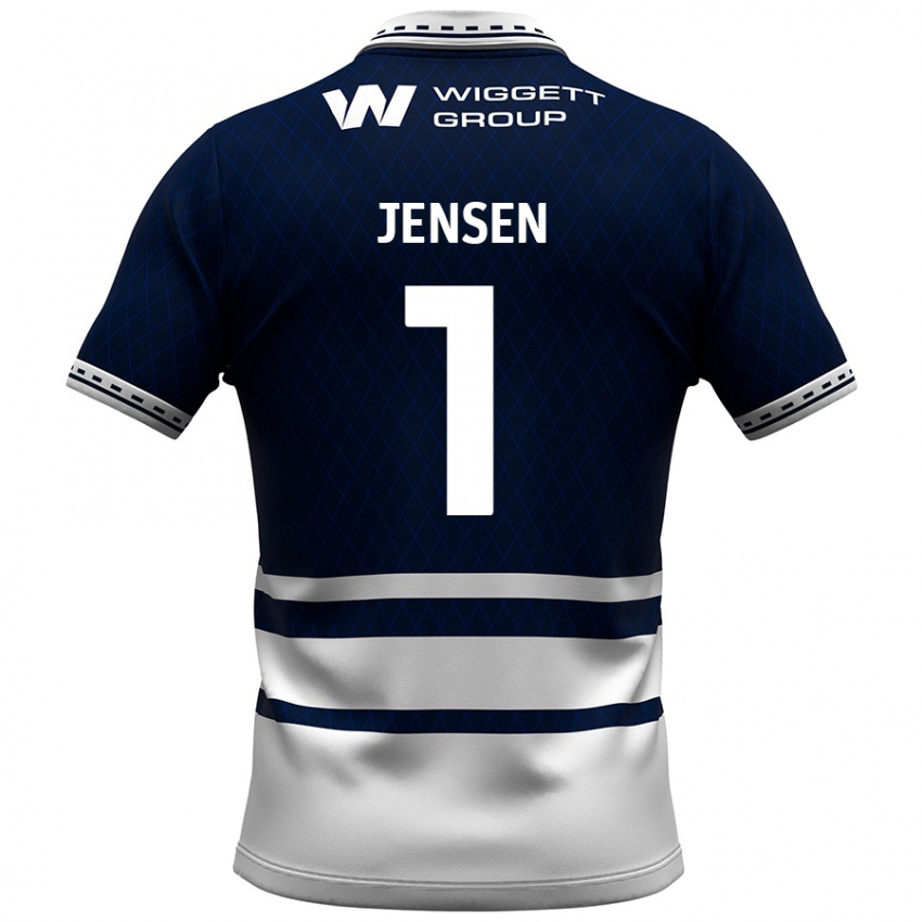 Bambino Maglia Lukas Jensen #1 Blu Navy Bianco Kit Gara Home 2024/25 Maglietta