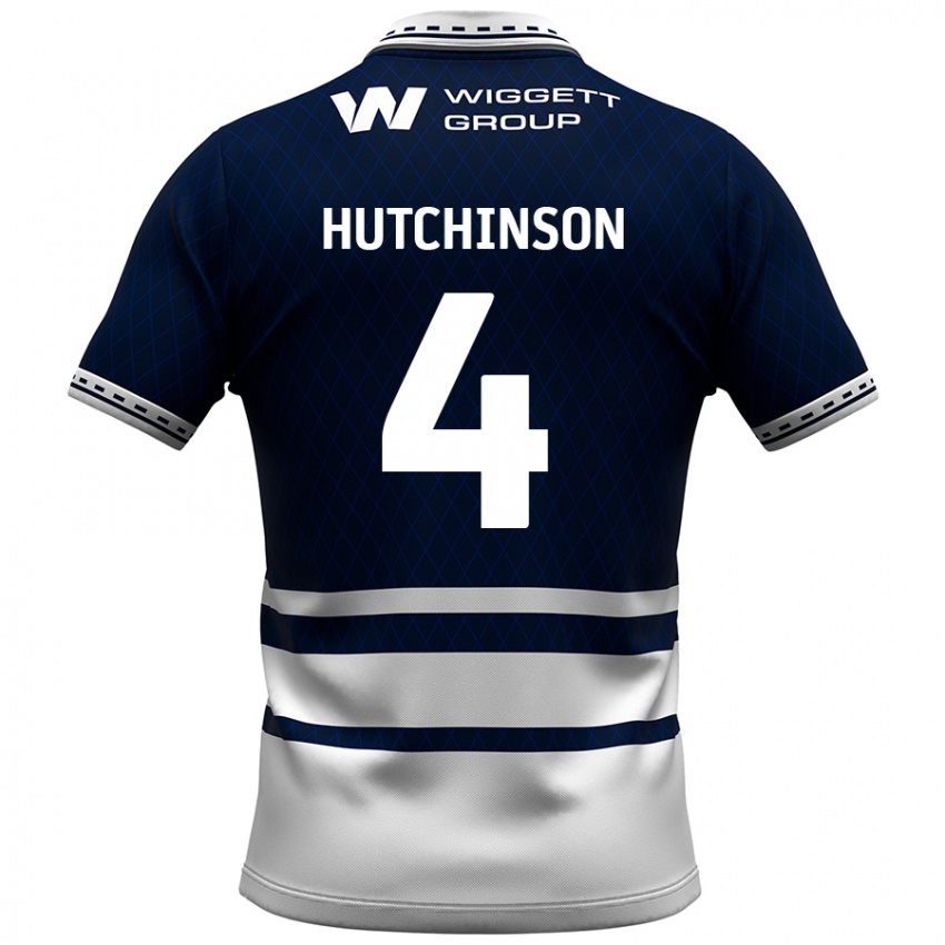 Bambino Maglia Shaun Hutchinson #4 Blu Navy Bianco Kit Gara Home 2024/25 Maglietta