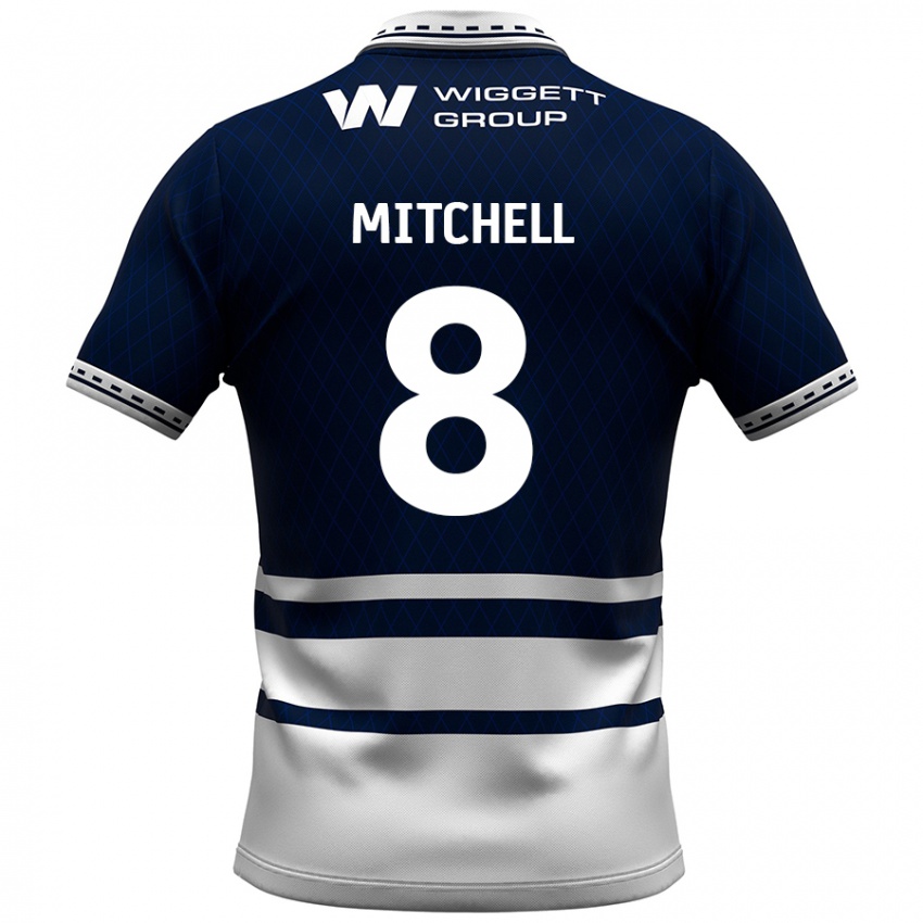 Bambino Maglia Billy Mitchell #8 Blu Navy Bianco Kit Gara Home 2024/25 Maglietta