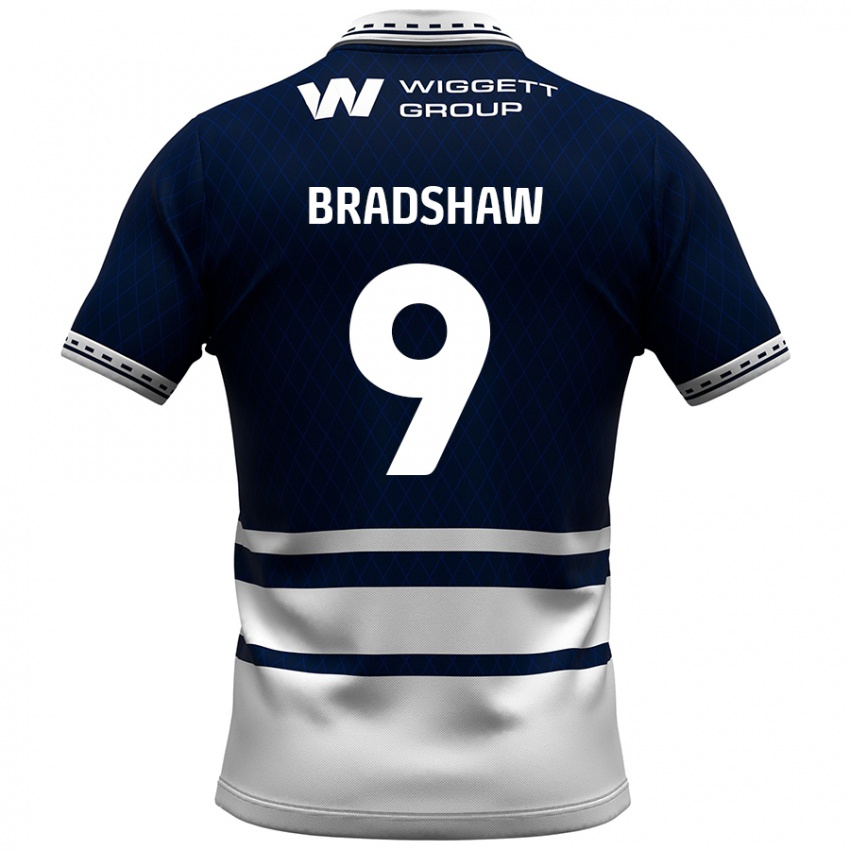 Bambino Maglia Tom Bradshaw #9 Blu Navy Bianco Kit Gara Home 2024/25 Maglietta