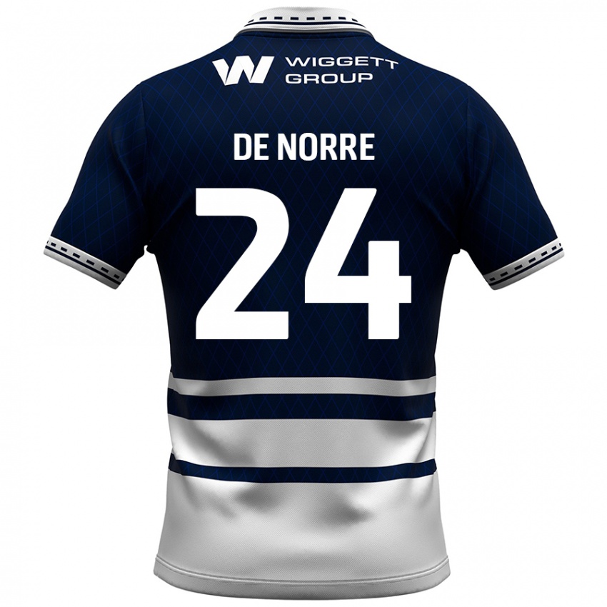 Bambino Maglia Casper De Norre #24 Blu Navy Bianco Kit Gara Home 2024/25 Maglietta