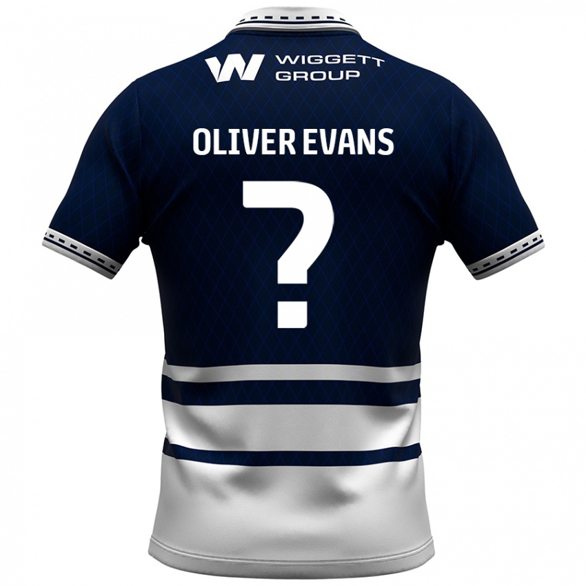 Bambino Maglia Oliver Evans #0 Blu Navy Bianco Kit Gara Home 2024/25 Maglietta