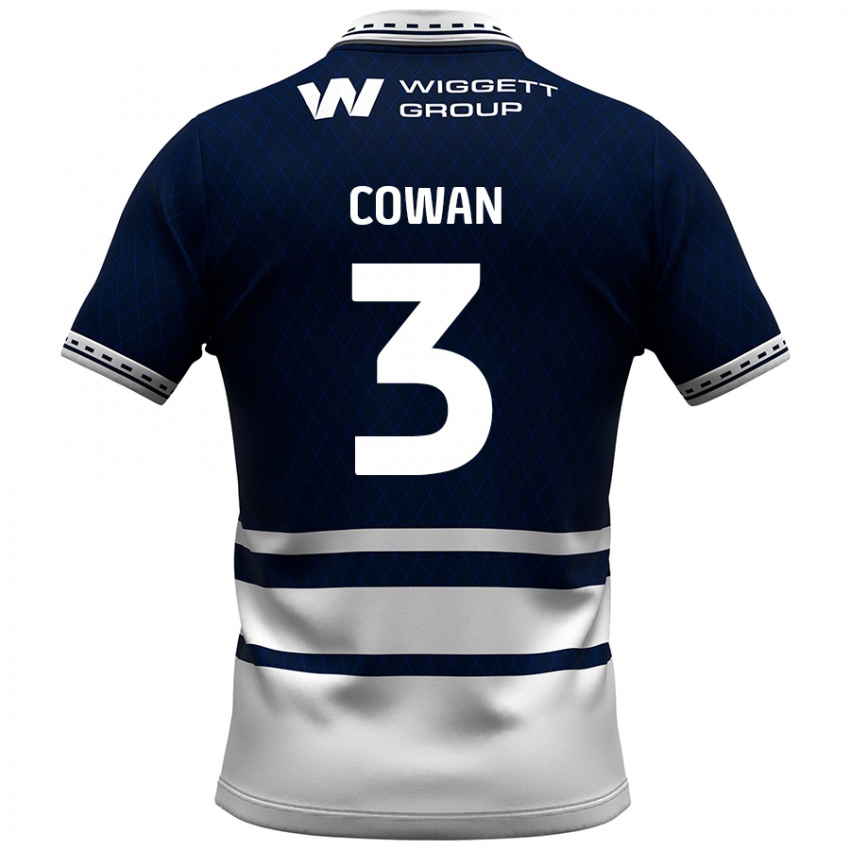 Bambino Maglia Leanne Cowan #3 Blu Navy Bianco Kit Gara Home 2024/25 Maglietta