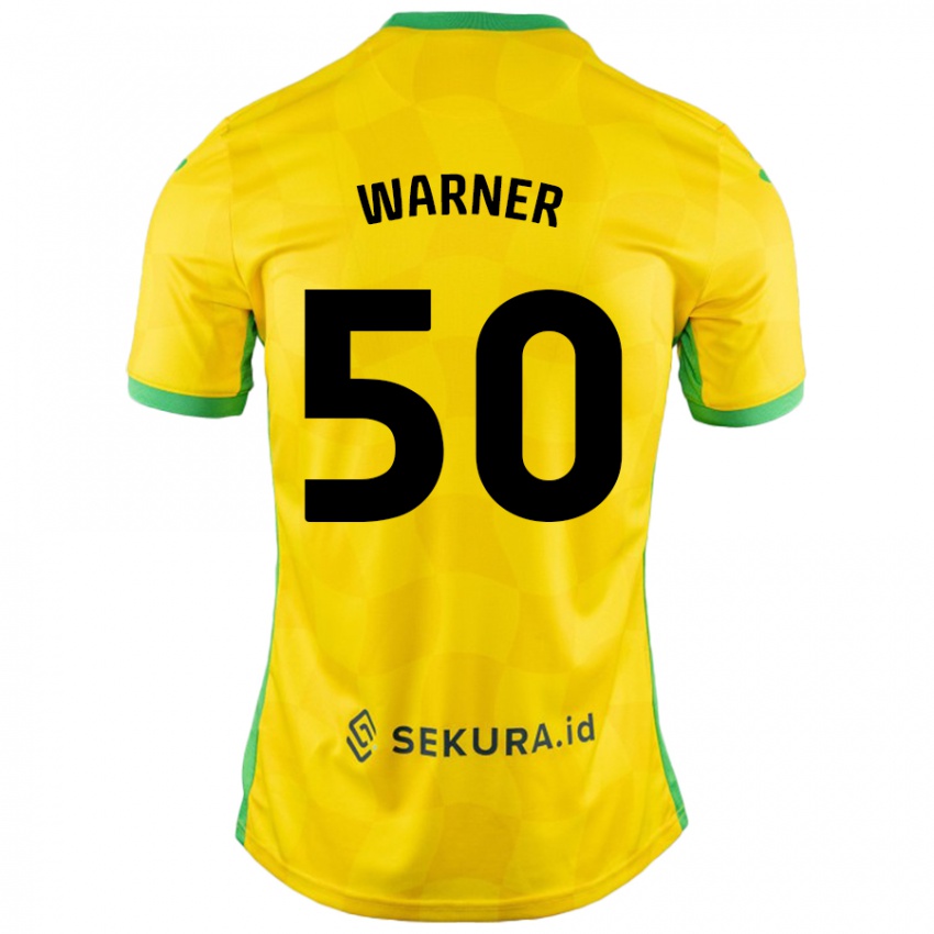 Bambino Maglia Jaden Warner #50 Giallo Verde Kit Gara Home 2024/25 Maglietta