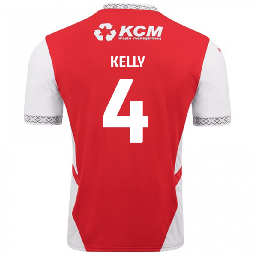 Bambino Maglia Liam Kelly #4 Rosso Bianco Kit Gara Home 2024/25 Maglietta