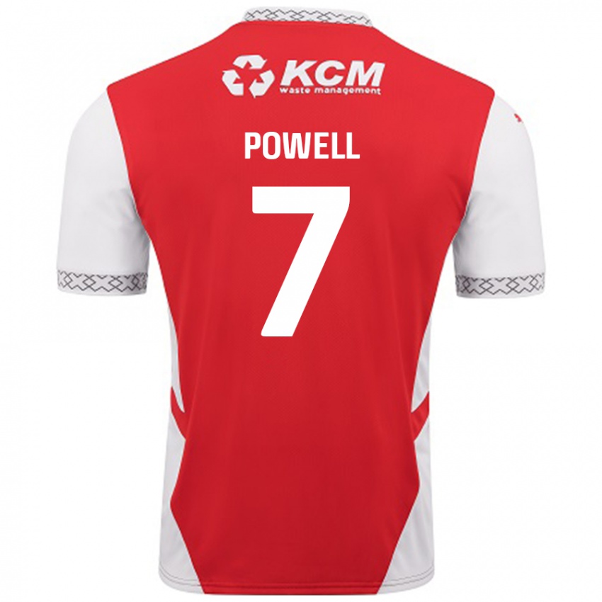 Bambino Maglia Joe Powell #7 Rosso Bianco Kit Gara Home 2024/25 Maglietta