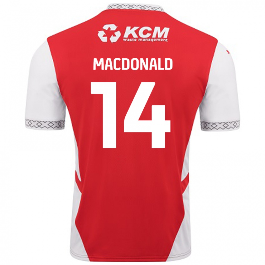 Bambino Maglia Alex Macdonald #14 Rosso Bianco Kit Gara Home 2024/25 Maglietta