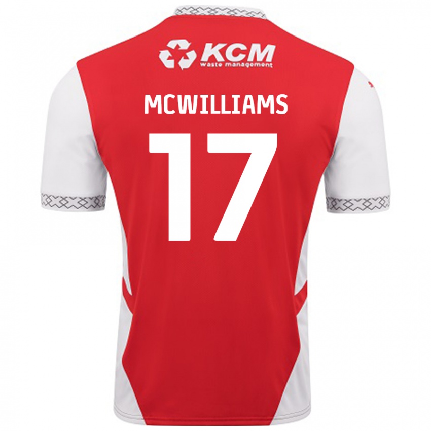 Bambino Maglia Shaun Mcwilliams #17 Rosso Bianco Kit Gara Home 2024/25 Maglietta